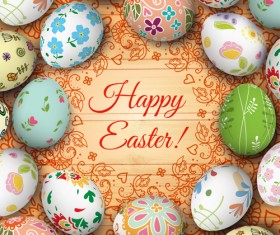 Floral easter egg background vector material 04