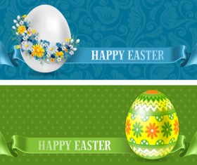 Flower egg and floral egg easter banner