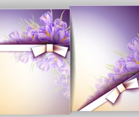 Flowers with bow spring cards vector material 02