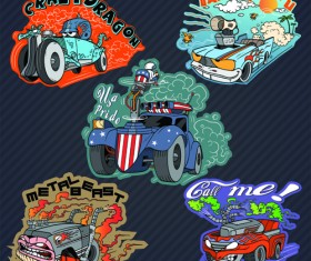 Funny cartoon transport elements vector 06