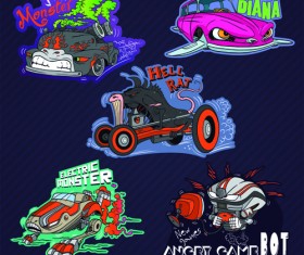 Funny cartoon transport elements vector 07