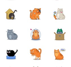 Funny cat icons material set