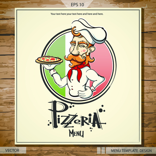 Funny pizza menu design vector 05