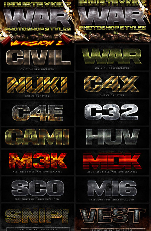 Game text effects psd styles set