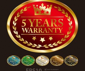 Golden laurel wreath badges vectors set 01