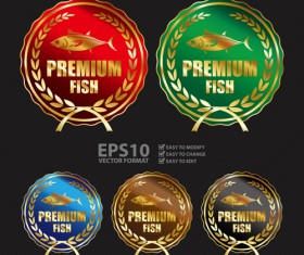 Golden laurel wreath badges vectors set 05