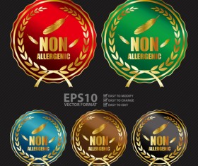 Golden laurel wreath badges vectors set 07