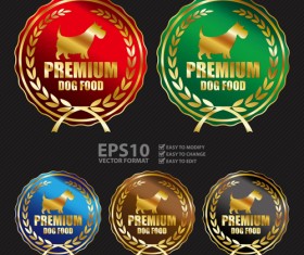 Golden laurel wreath badges vectors set 08