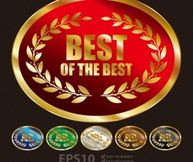 Golden laurel wreath badges vectors set 09