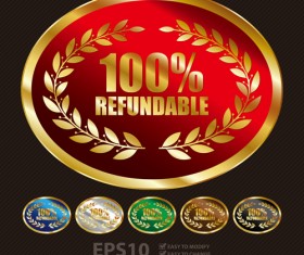 Golden laurel wreath badges vectors set 10