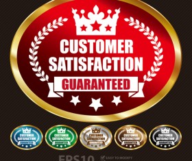 Golden laurel wreath badges vectors set 11