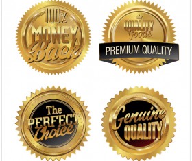 Golden premium quality badge vector set 01