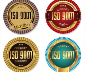 Golden premium quality badge vector set 02