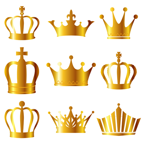 Golden royal crown bright vector material