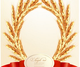 Golden wheat with red ribbon vector background 01