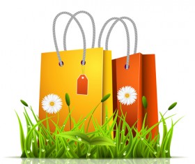 Grass with bag spring background vector