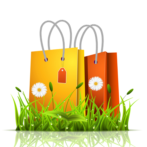 Grass with bag spring background vector
