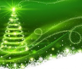 Green background with dream christmas tree vector