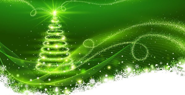Green background with dream christmas tree vector