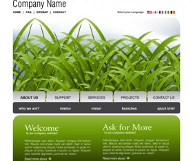 Green styles website template vector