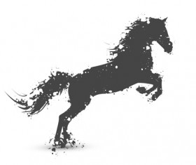 Grunge running horse vector geaphic