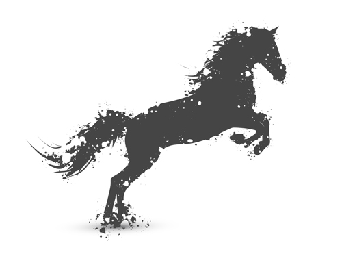 Grunge running horse vector geaphic