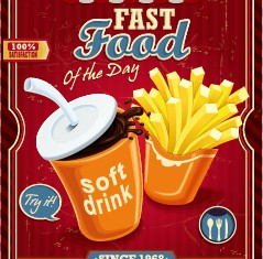 Grunge vintage styles food poster vector 01