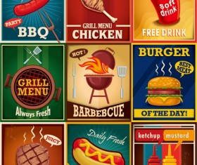 Grunge vintage styles food poster vector 04