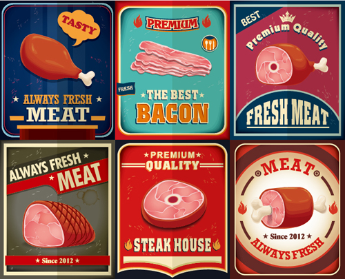Grunge vintage styles food poster vector 08