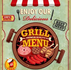 Grunge vintage styles food poster vector 09