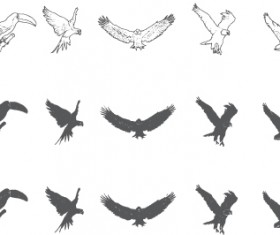 Hand drawn birds sketch vectors
