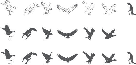 Hand drawn birds sketch vectors