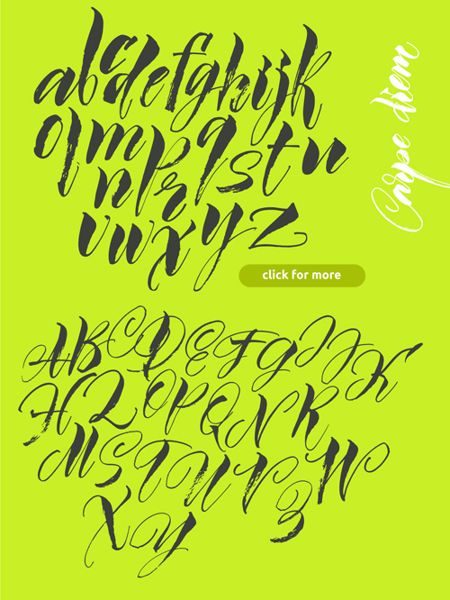 Hand drawn calligraphic typeface vectors material