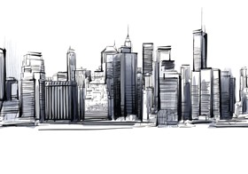 Hand drawn city outline vector set 05