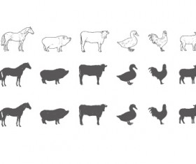 Hand drawn farm animals vectors