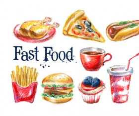 Hand drawn fast food design vectors