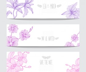 Hand drawn floral banners vectors material 02
