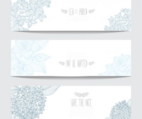 Hand drawn floral banners vectors material 04