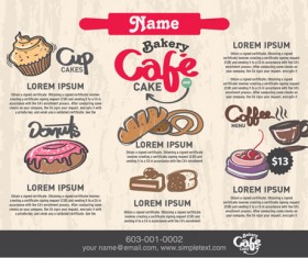 Hand drawn food template vector material 02