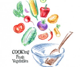 Hand drawn fresh vegetables colored vector 05