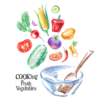Hand drawn fresh vegetables colored vector 05