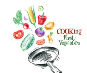 Hand drawn fresh vegetables colored vector 06