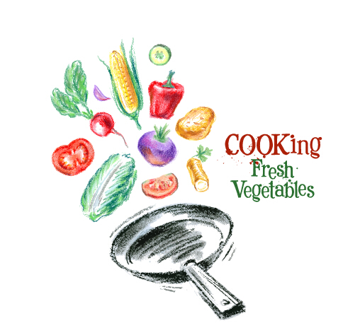 Hand drawn fresh vegetables colored vector 06