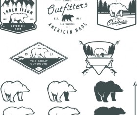 Hand drawn polar bear logos vector