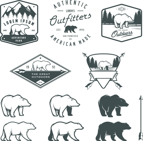 Download Hand drawn polar bear logos vector free download