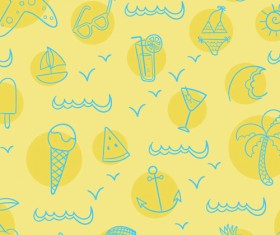 Hand drawn summer elements pattern vector
