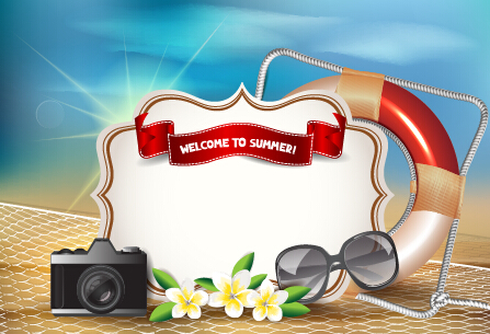 Holiday summer travel sea background vector 12