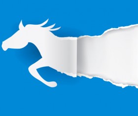Horse ripped open paper vector material