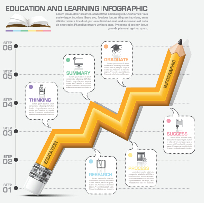 Learning with education infographic elements vector 03