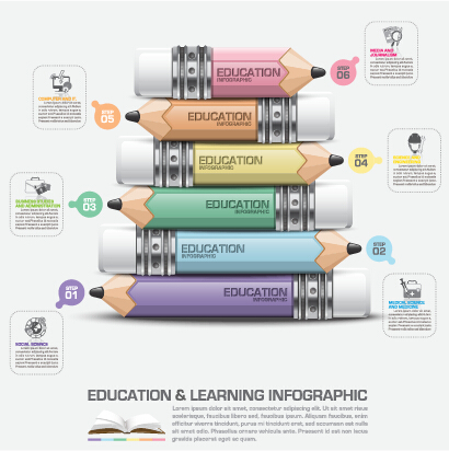Learning with education infographic elements vector 09
